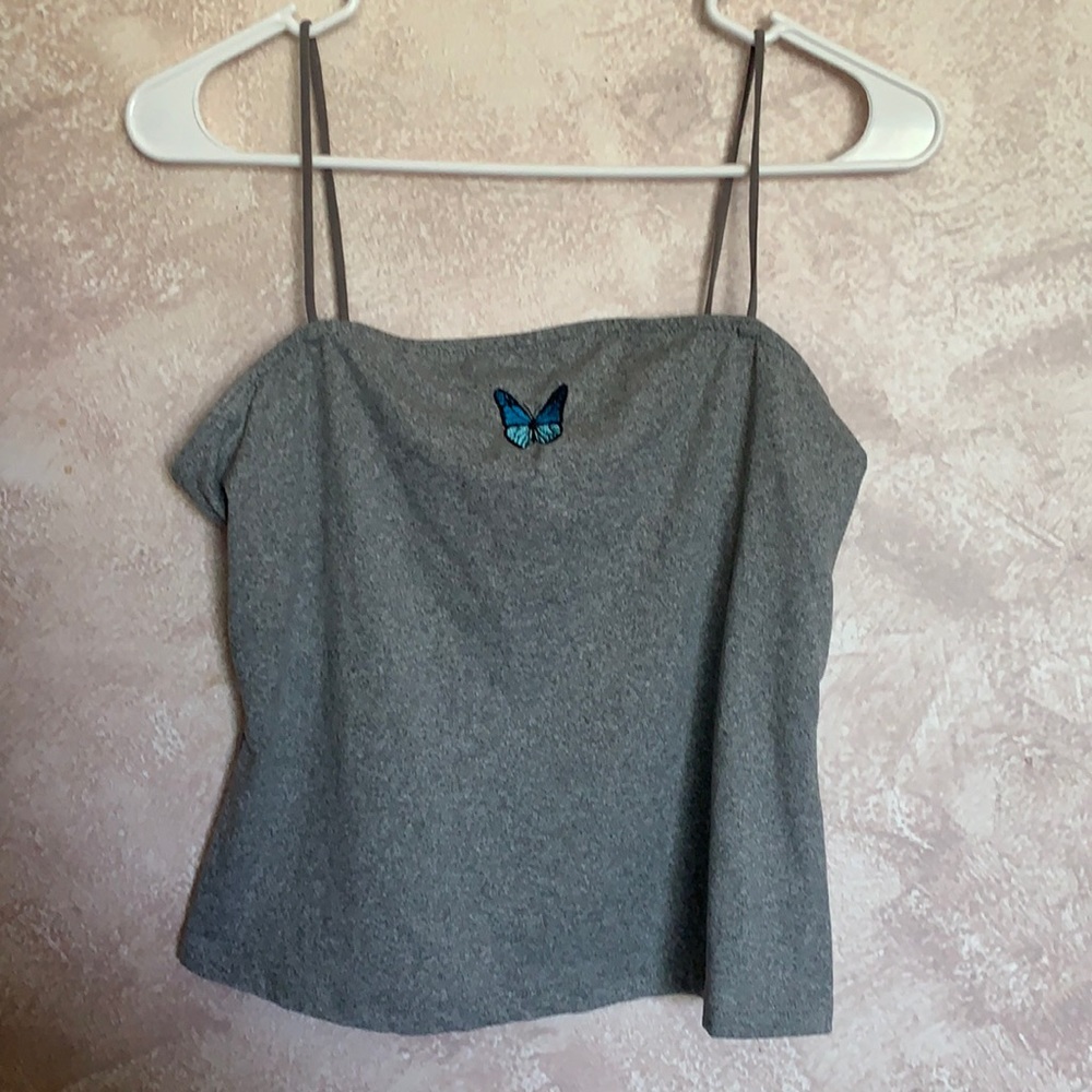 Gray tank top butter fly XL women’s